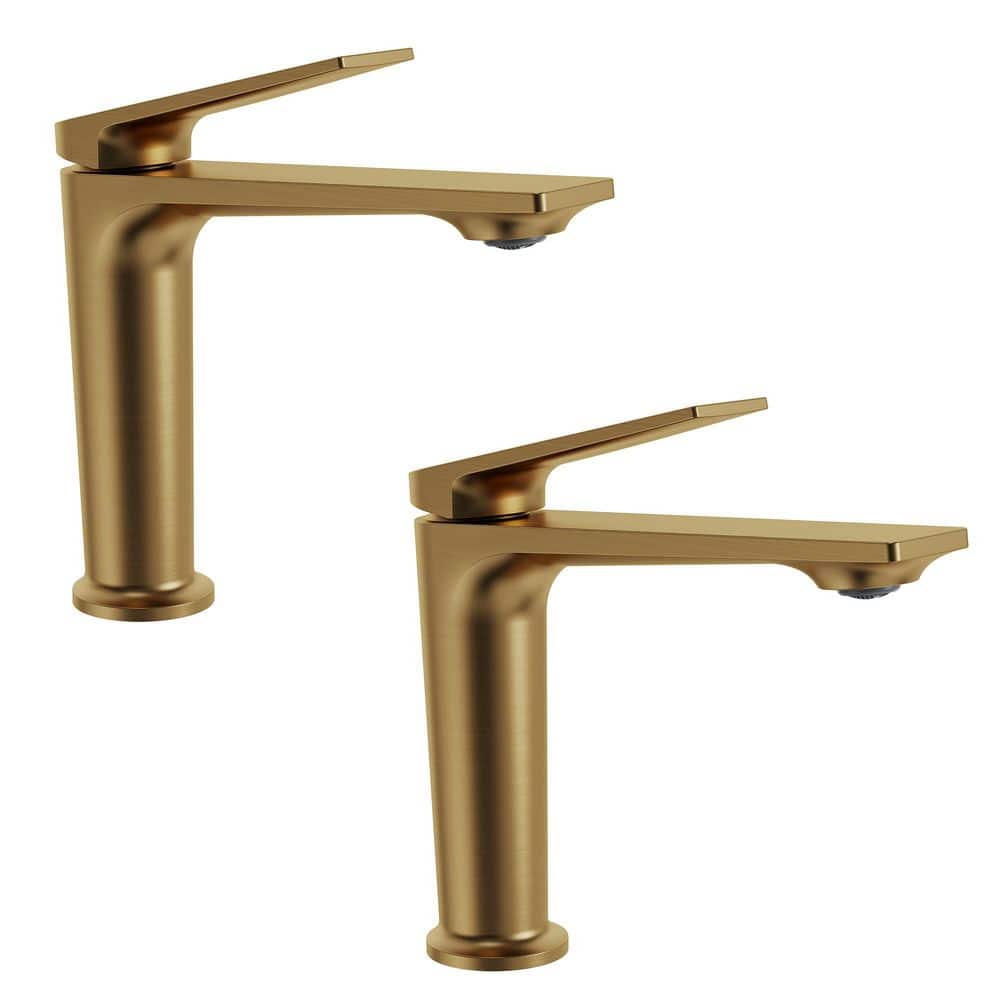 2 Pack 7.25 in. Height Waterfall 1 Handle Faucet Splash-Proof Single Hole Bathroom Faucet in Brushed Gold Drain Included price history on PriceWatchPro