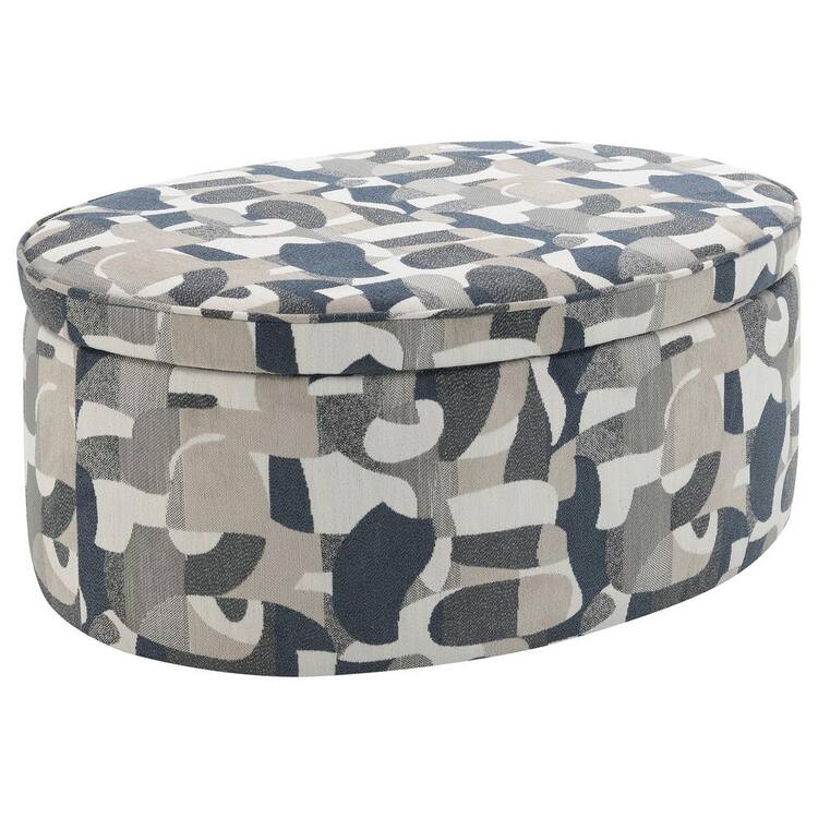 Coaster Tomkins Indigo Blue Fabric Upholstered Oval Storage Ottoman