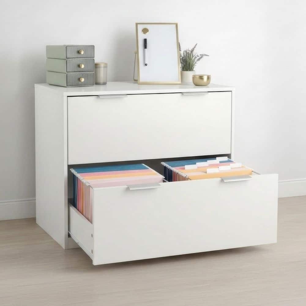 2 Drawer 30.5 in. W Wood Lateral File Cabinet, White