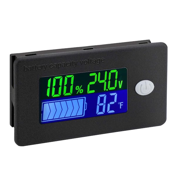 Volt Temp Meter 10-100V Voltage Capacity Power Percentage Indicator Fahrenheit Temperature Monitor for Car Marine