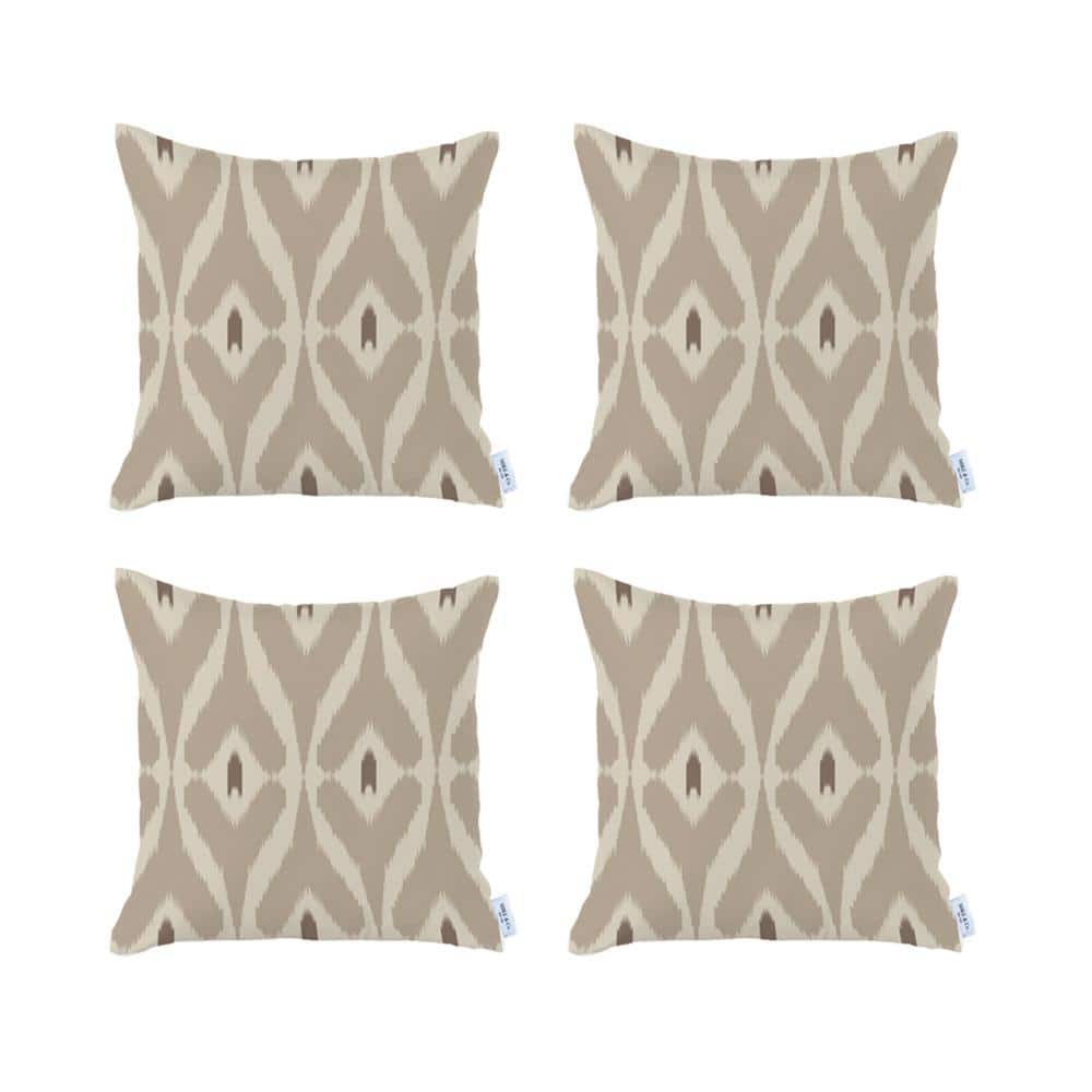 Tortilla Brown Ikat Polyester Euro Pillow Covers, 18" x 18"