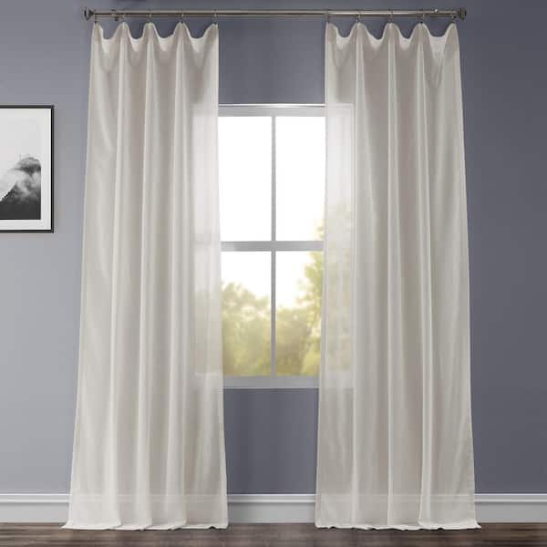 Exclusive Fabrics & Furnishings Gardenia Solid Faux Linen Sheer Curtain - 50 in. W x 96 in. L Single Panel Rod Pocket Curtain