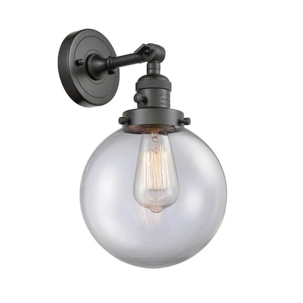 Innovations Beacon 1-Light Clear, Oil Rubbed Bronze Wall Sconce with Clear Glass Shade