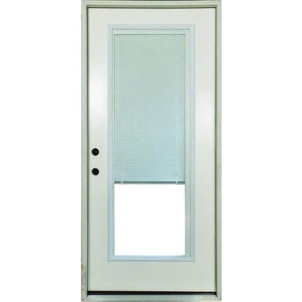 Steves & Sons 36 in. x 80 in. Element Series Right-Hand Full Lite Mini Blind White Primed Steel Prehung Front Door
