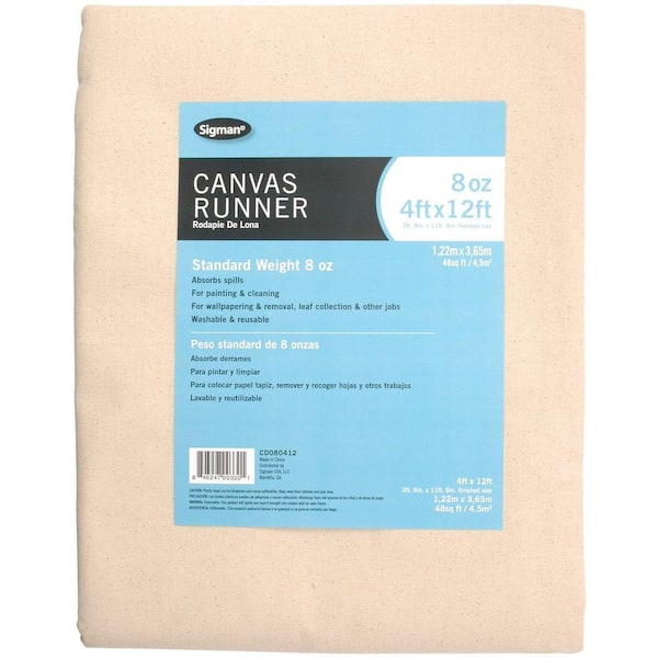Sigman 3 ft. 9 in. x 11 ft. 9 in., 8 oz. Canvas Drop Cloth Runner