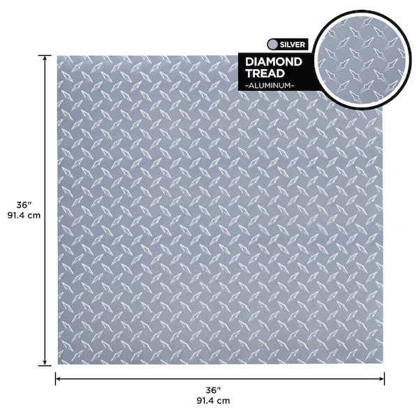 36 in. x 36 in. x 0.025 in. Diamond Tread Silver Metallic Aluminum Sheet Metal