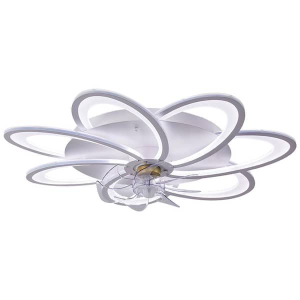 Etokfoks Modern 1-Light dimmable Integrated LED White Ceiling Fan Chandelier for Living Rooms, Bedrooms and Dining Rooms
