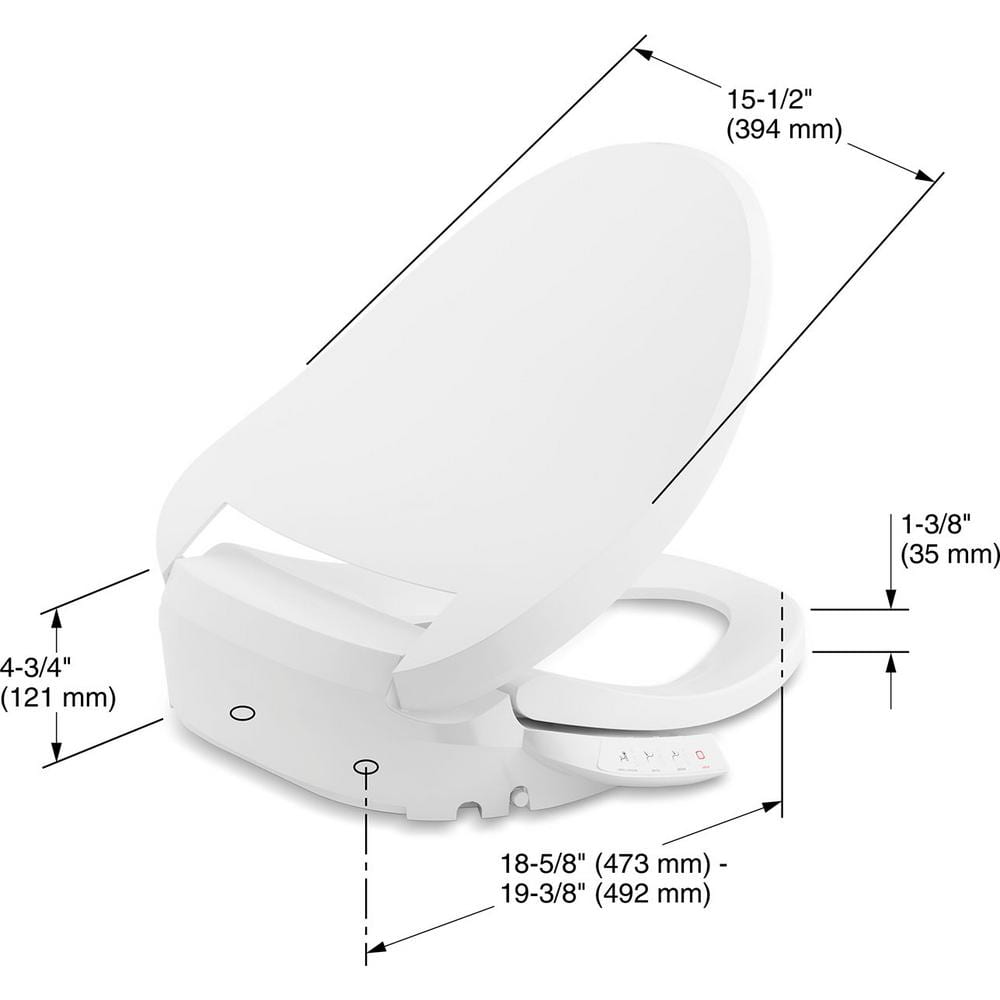 White Elongated Warm Water Bidet Toilet Seat with UV Sanitizing