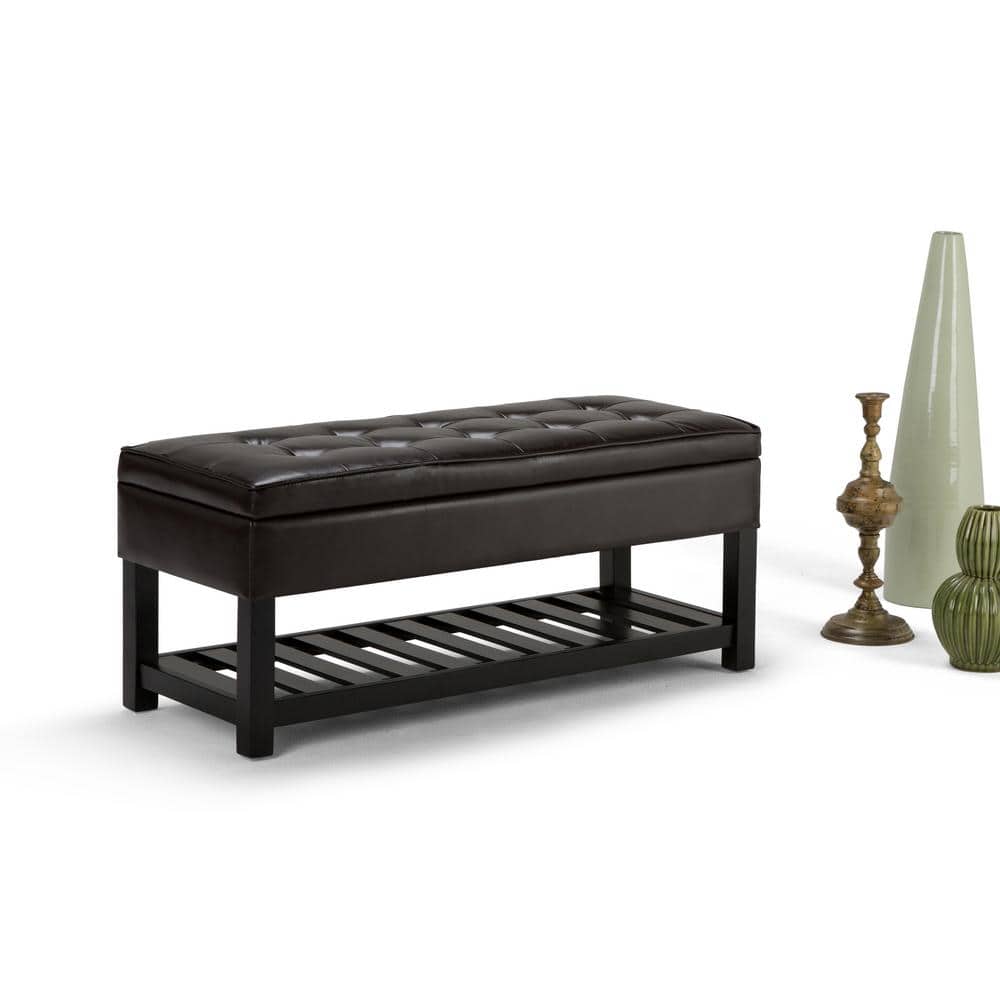 Tanners Brown 44'' Wide Rectangular Ottoman Bench with Tufted Footrest