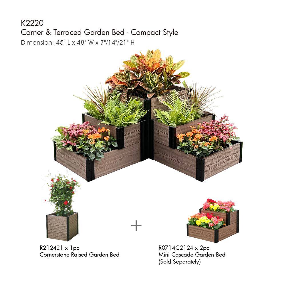 Brown Composite Wood and Steel Square Raised Garden Bed