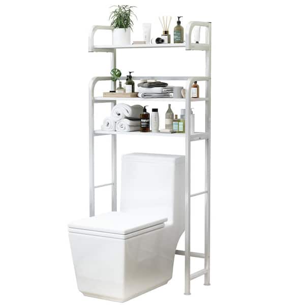 1pc Toilet Top Shelf With Wooden Board Bathroom Single Layer