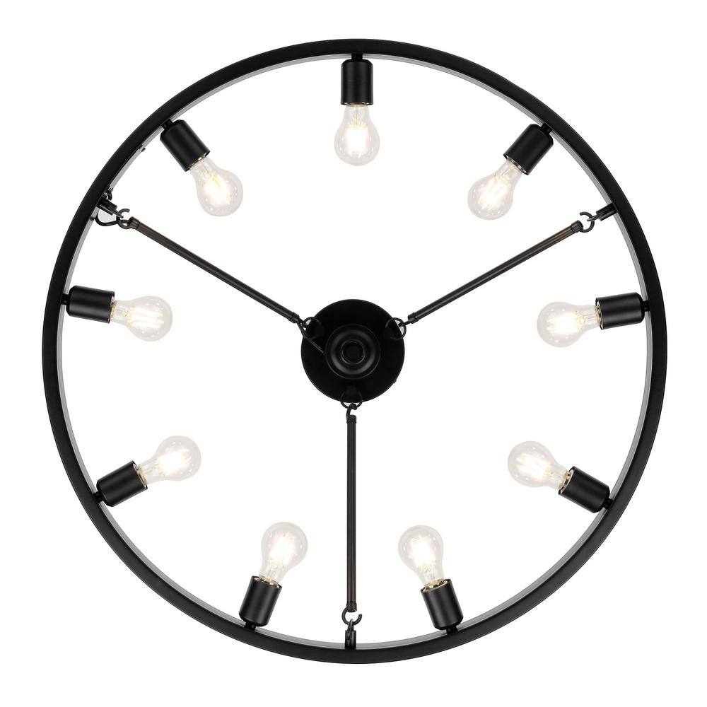 Castile Modern Matte Black 9-Light Semi-Flush Industrial Fixture