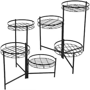 22 in. Black Iron 3-Tiered Plant Stand (2-Pack)