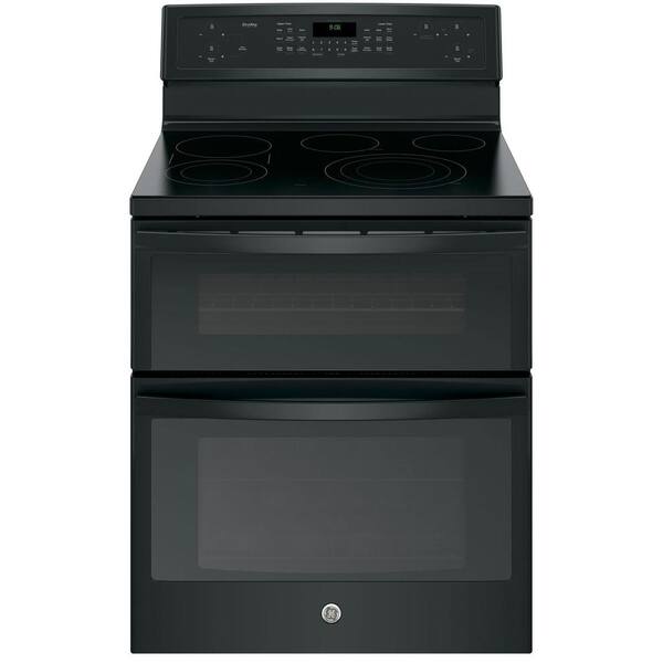 GE 30 in. 6.6 cu. ft. Double Oven Electric Range with Self-Cleaning Convection Oven (Lower Oven Only) in Black