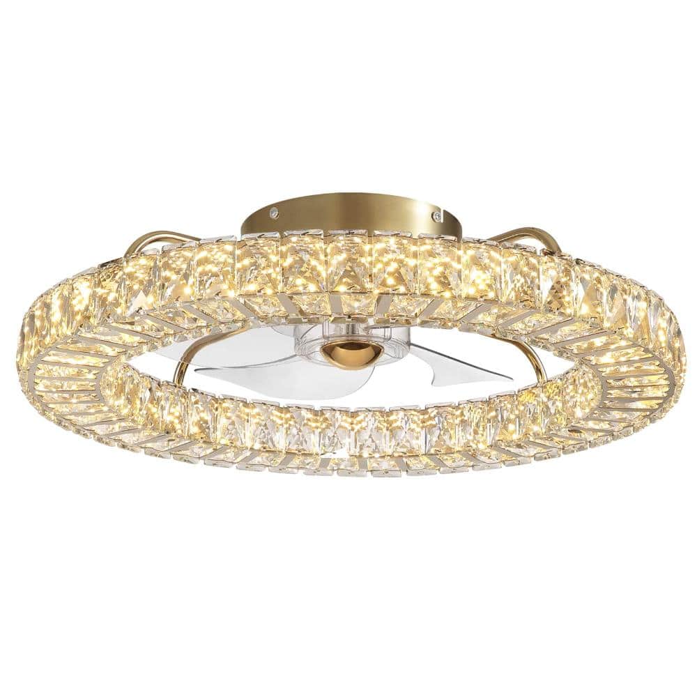 21.6 in Golden Crystal LED Fan Light with Forward/Reverse and Timer, Remote Control price history on PriceWatchPro