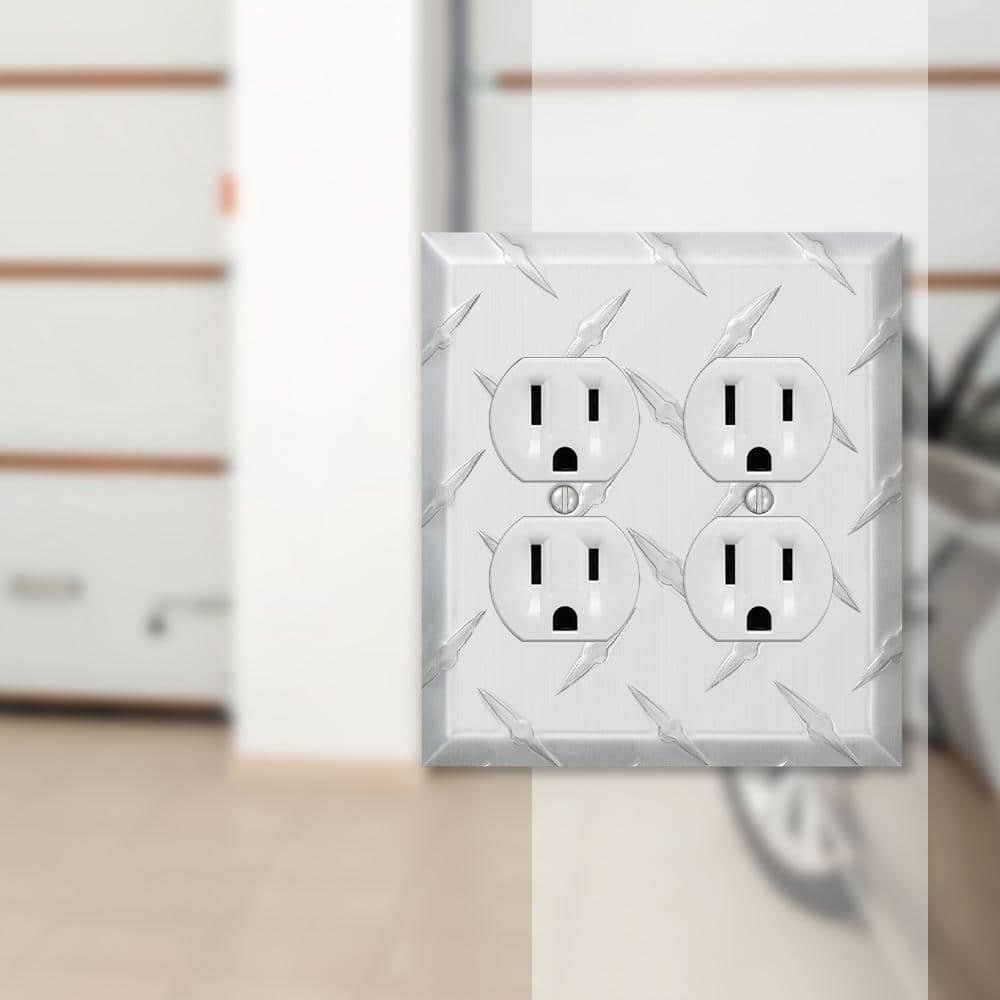 Silver Stamped Aluminum Double Duplex Wallplate