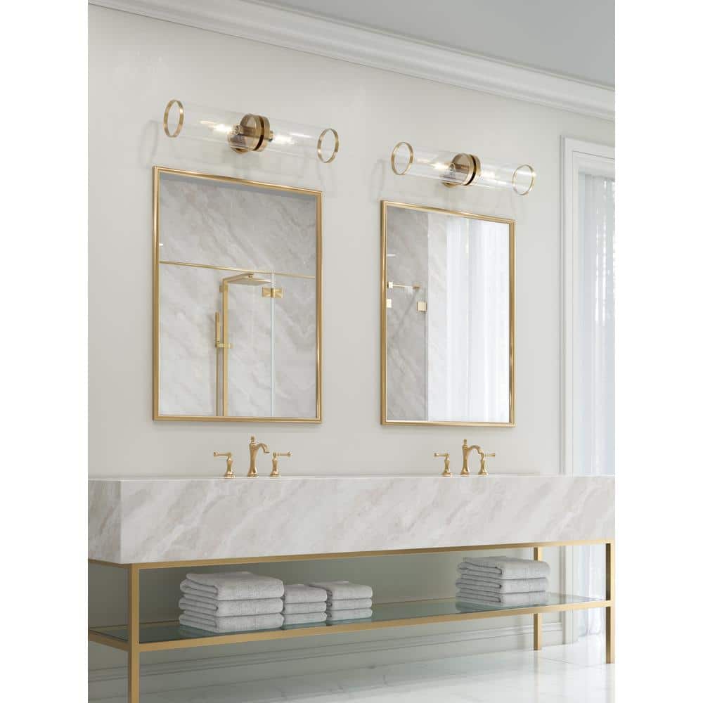 Alora Revolve II 28'' Natural Brass Cylinder Wall Sconce