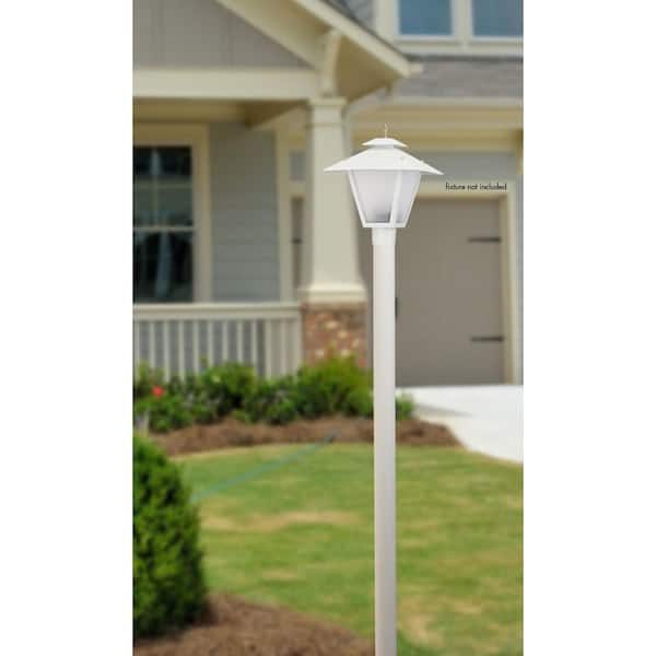 7 ft. White Outdoor Direct Burial Aluminum Lamp Post fits Most Standard 3 in. Post Top Fixtures Includes Inlet Hole