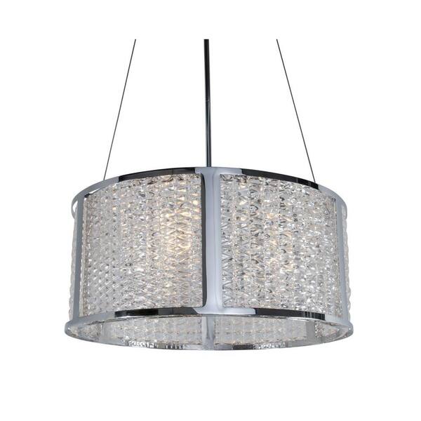 Alternating Current Correa 4-Light Polished Chrome Pendant with Diamond Plate Ice Glass