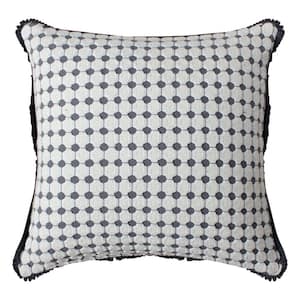 White and Gray Dotted Tile Design 18 in. x 18 in. Handcrafted Square Cotton Accent Throw Pillow (Set of 2)
