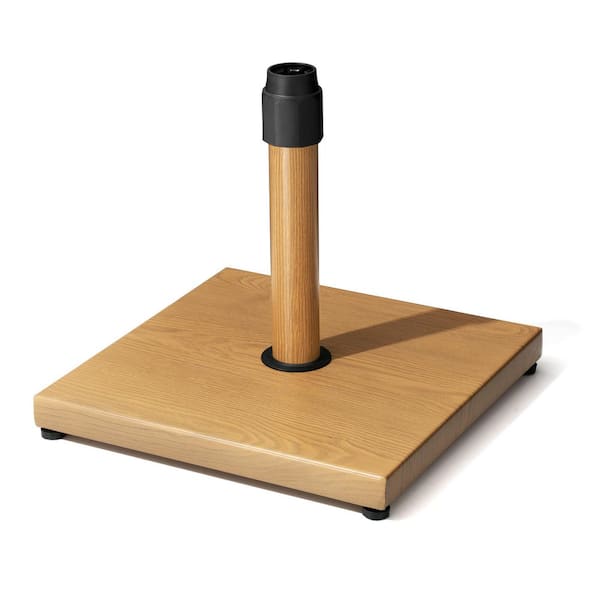 43 lb. Cement Square Patio Umbrella Base, Outdoor Market Umbrella Stand in Echo Teak