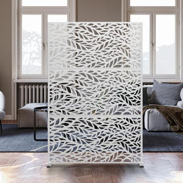 72 in. x 47 in. White Outdoor Metal Galvanized Privacy Screen Fence Garden Panels