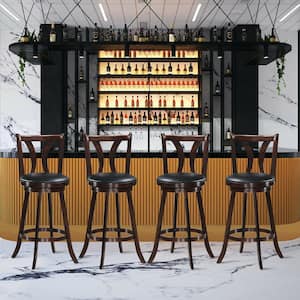43.5 in. Swivel Bar stools 29.5 in. Bar Height Chairs with Rubber Wood Legs (Set of 4)