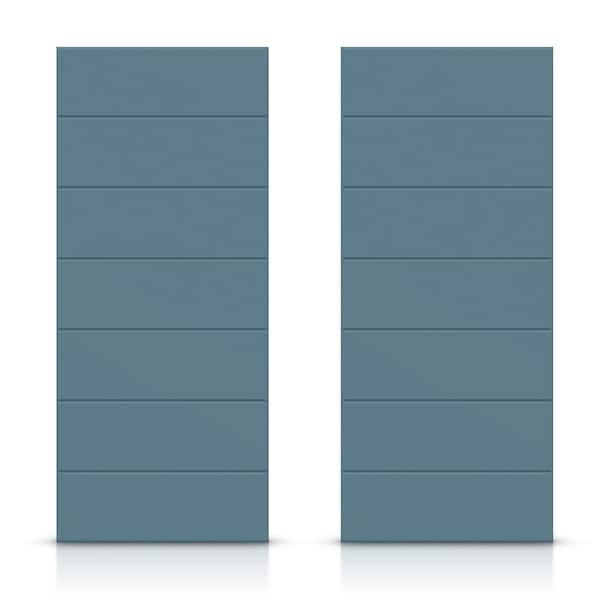 CALHOME 48 in. x 80 in. Hollow Core Dignity Blue Stained Composite MDF Interior Double Closet Sliding Doors