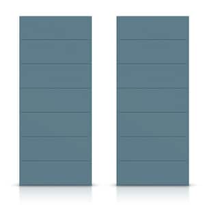 60 in. x 80 in. Hollow Core Dignity Blue Stained Composite MDF Interior Double Closet Sliding Doors