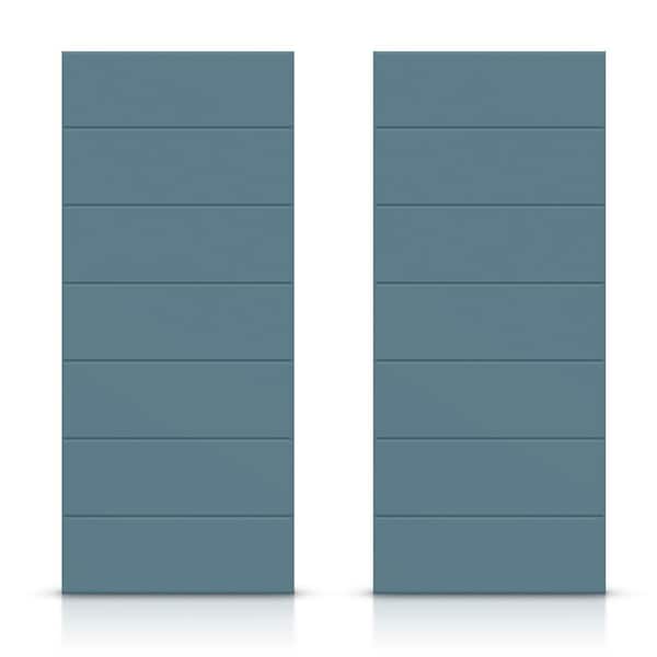 72 in. x 96 in. Hollow Core Dignity Blue Stained Composite MDF Interior Double Closet Sliding Doors