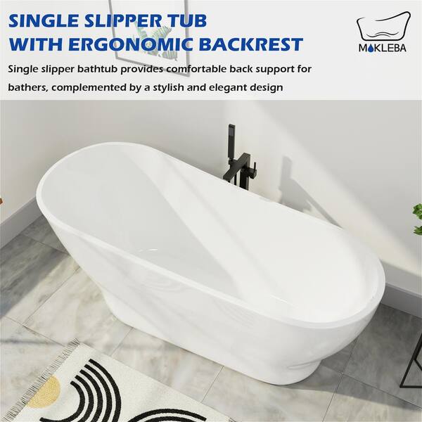 67 in. Sipper Freestanding Bathtub cUPC Certificated Soaking Tub with Drain in White