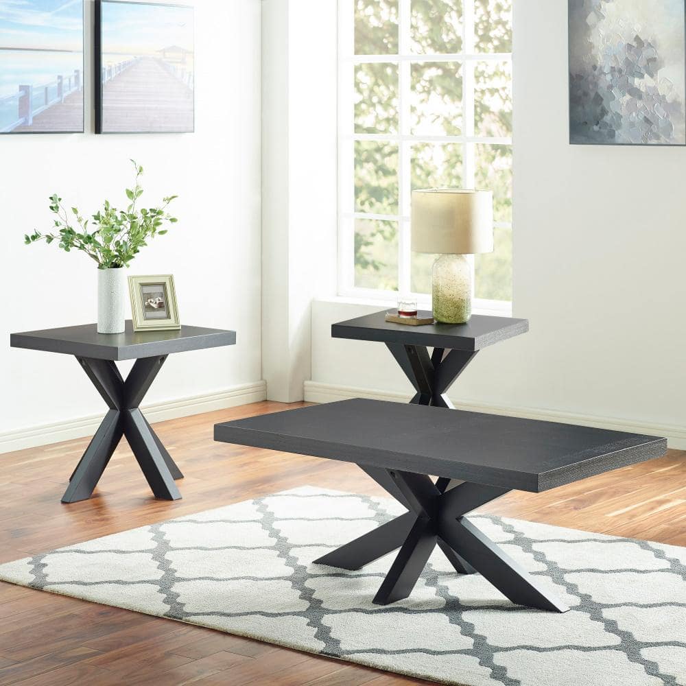 Harris Transitional Black Wood Rectangular Cocktail Table