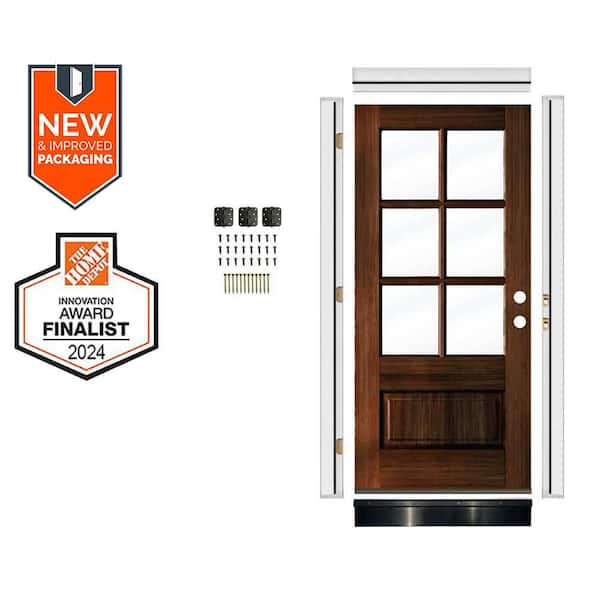 Krosswood Doors 36in.x80in. Farmhouse LH 6-Lite Clear Glass