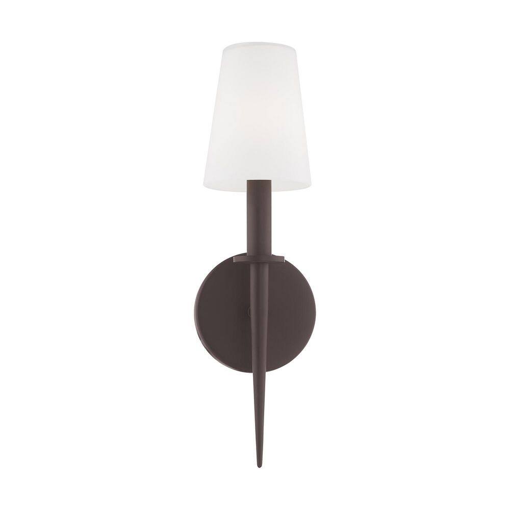 Bronze Direct Wired Electric Sconce with Opal White Glass Shade