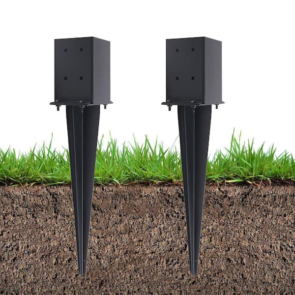 Afoxsos Carbon Steel Black Powder-Coated Sturdy Fence Post Anchor