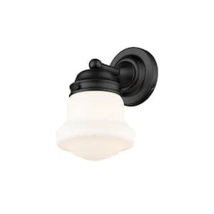 Vaughn 6 in. 1-Light Matte Black Wall Sconce Light with Glass Shade