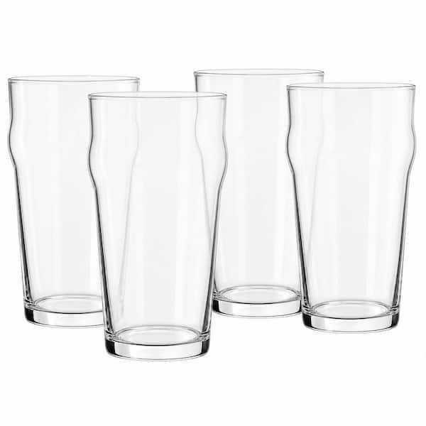 Numhew 20 oz. Clear British Classic Pint Beer Tumbler Glasses for Pub Bar Home Kitchen Party Drinking (Set of 4)