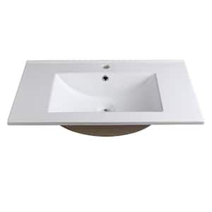 Torino 30 in. Drop-In Ceramic Bathroom Sink in White with Integrated Bowl