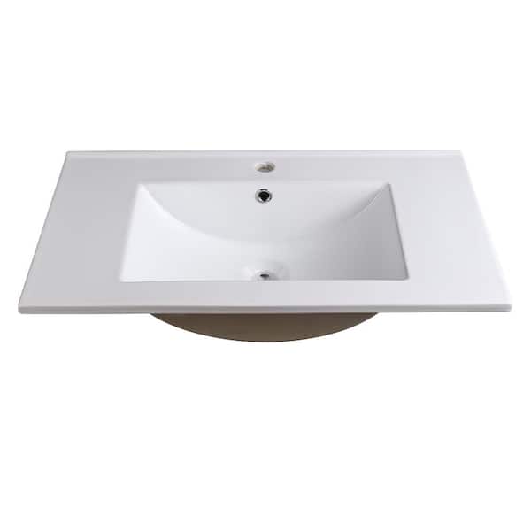 Fresca Allier 30 in. Drop-In Ceramic Bathroom Sink in White with Integrated Bowl