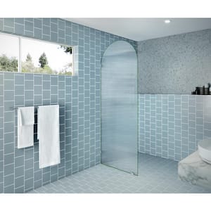 Maven 30 in. W x 86.75 in. H x 0.375 in. D Arched Fluted Single Fixed Panel Frameless Shower Door