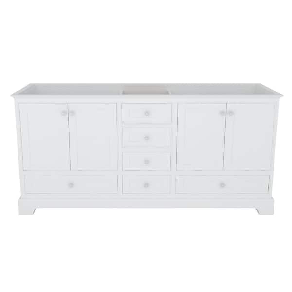 CASAINC 70.71 in. W x 21.42 in. D x 33.54 in. H Freestanding Bath Vanity Cabinet without Top in White