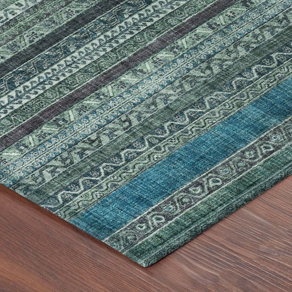 Chantille Machine Washable Indoor/Outdoor Abstract ACN2741 Teal 3 ft. x 4 ft. Area Rug
