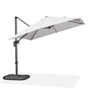 9 ft. Square Aluminum Outdoor Patio Cantilever Umbrella Offset 360-Degree Rotation Umbrella with Wheels Base, White