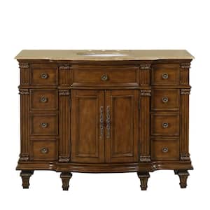 48 in. W x 22 in. D Vanity in Brazilian Rosewood with Stone Vanity Top in Travertine with White Basin