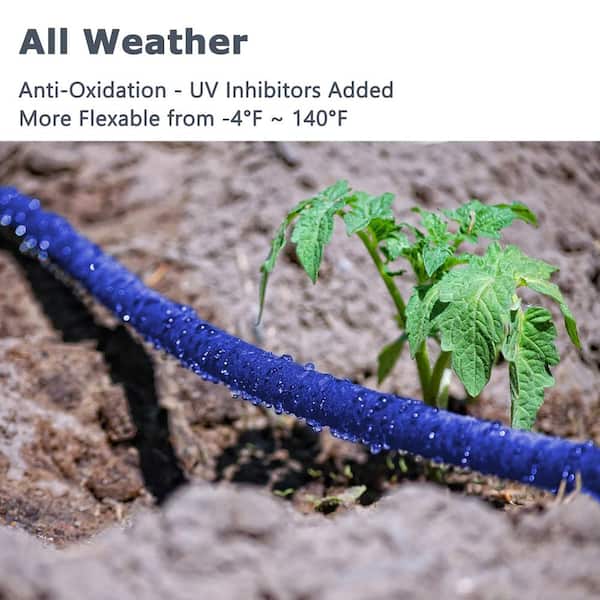 1/2 in. x 50 ft. Garden Flat Soaker Hose with Metal Hose Connector Ends, for Flower Beds; Seedlings; Landscaping