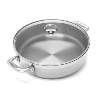 Induction 21 Steel 5 qt. Stainless Steel Saute Pan in Brushed Stainless Steel with Glass Lid