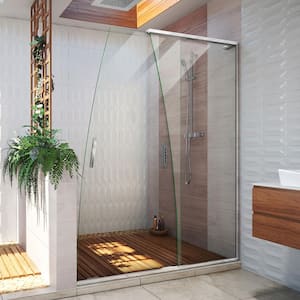 Crest 58 in. to 60 in. W x 76 in. H Sliding Frameless Clear Glass Shower Door in Chrome