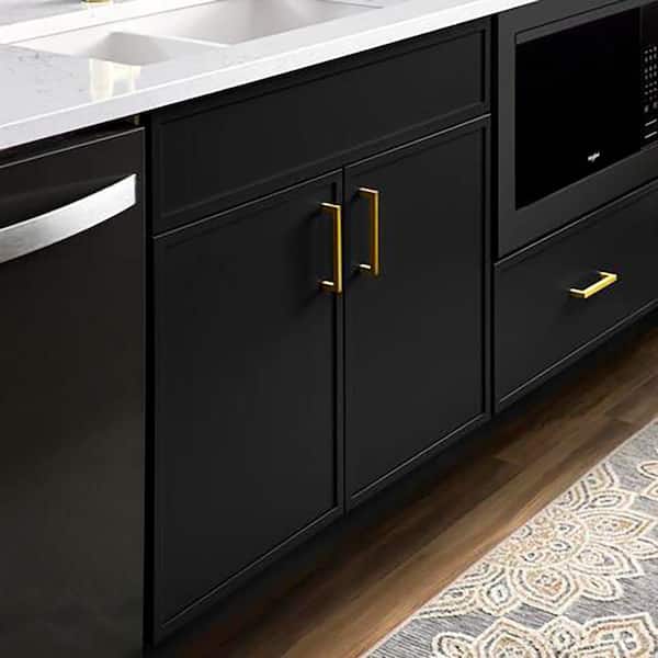 Leyton 36 in. W x 24 in. D x 34.5 in. H Ready to Assemble Plywood Slim Shaker Sink Base Kitchen Cabinet in Raven Black