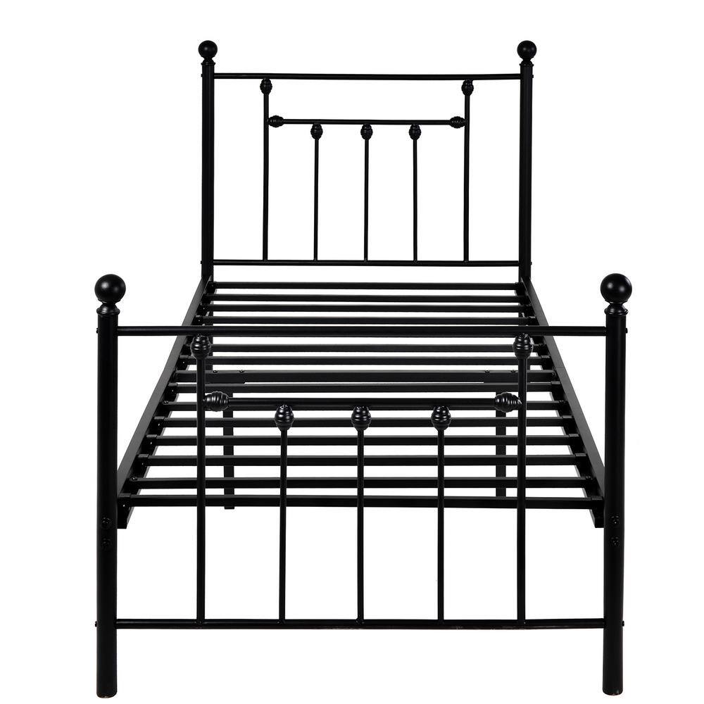 VECELO Twin Bed Frame with Headboard Heavy Duty Metal Platform Premium Steel Slat Noise Free