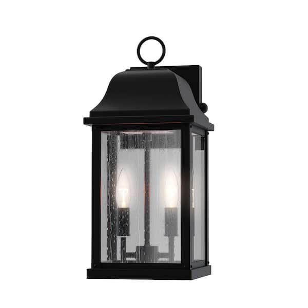 LumLight Aronson 7.24 in. Plug and Play 2-Light Weathered Zinc Outdoor Wall Light Coach Sconce with SkyPlug